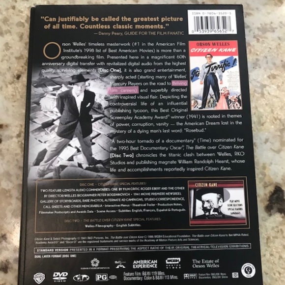 CITIZEN KANE Orson Welles two disc special edition-unsealed but never viewed DVD - Picture 2 of 2